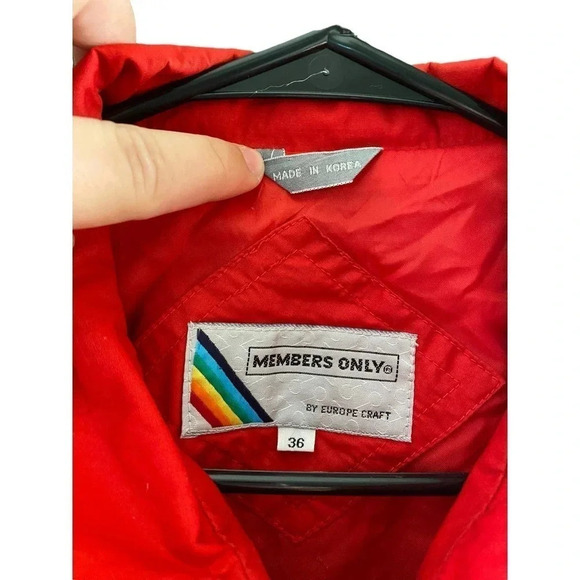 Members Only By Europe Craft Men's Red Full Zipped Bomber Jacket Size 36 - Picture 3 of 5